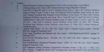 Dihentikan Kasus Dugaan Pidana Pemilu TKD Prabowo – Gibran