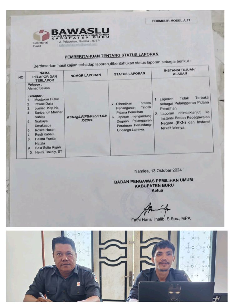 Tak Terbukti Bukti, Dihentikan Dugaan Kasus Pelanggaran Pidana Pemilu di Buru