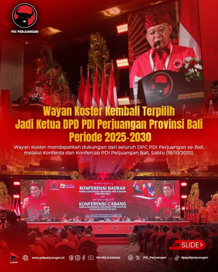 Sah! Koster Kembali Terpilih Jadi Ketua PDIP Bali