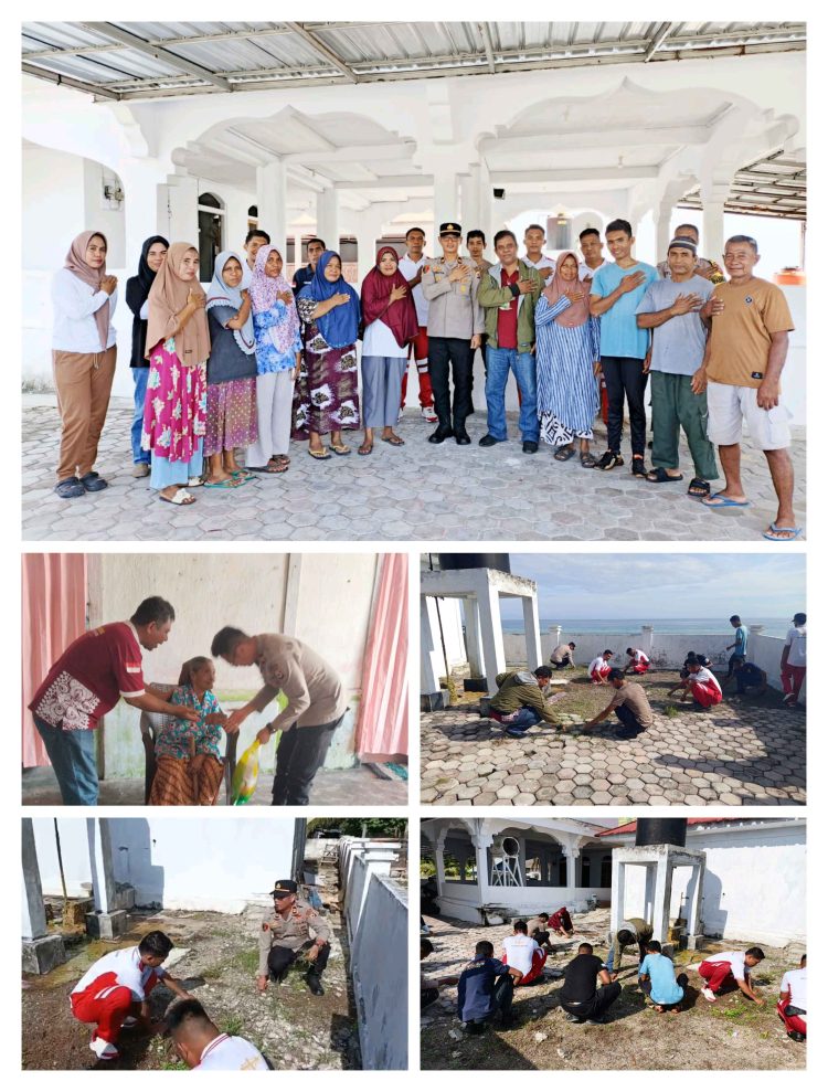 Kapolsek Namlea  Beri Bansos Kepada Janda dan Lansia, lanjut Dengan Bakti Sosial di Mesjid Al Habsyi Desa Waemiting