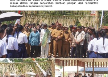 Bupati dan Wakil Bupati Buru Salurkan Bantuan Pangan di Dataran Danau Rana