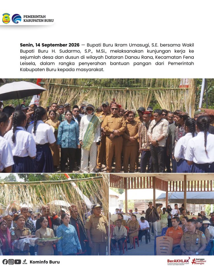 Bupati dan Wakil Bupati Buru Salurkan Bantuan Pangan di Dataran Danau Rana
